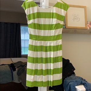 Green and white dress